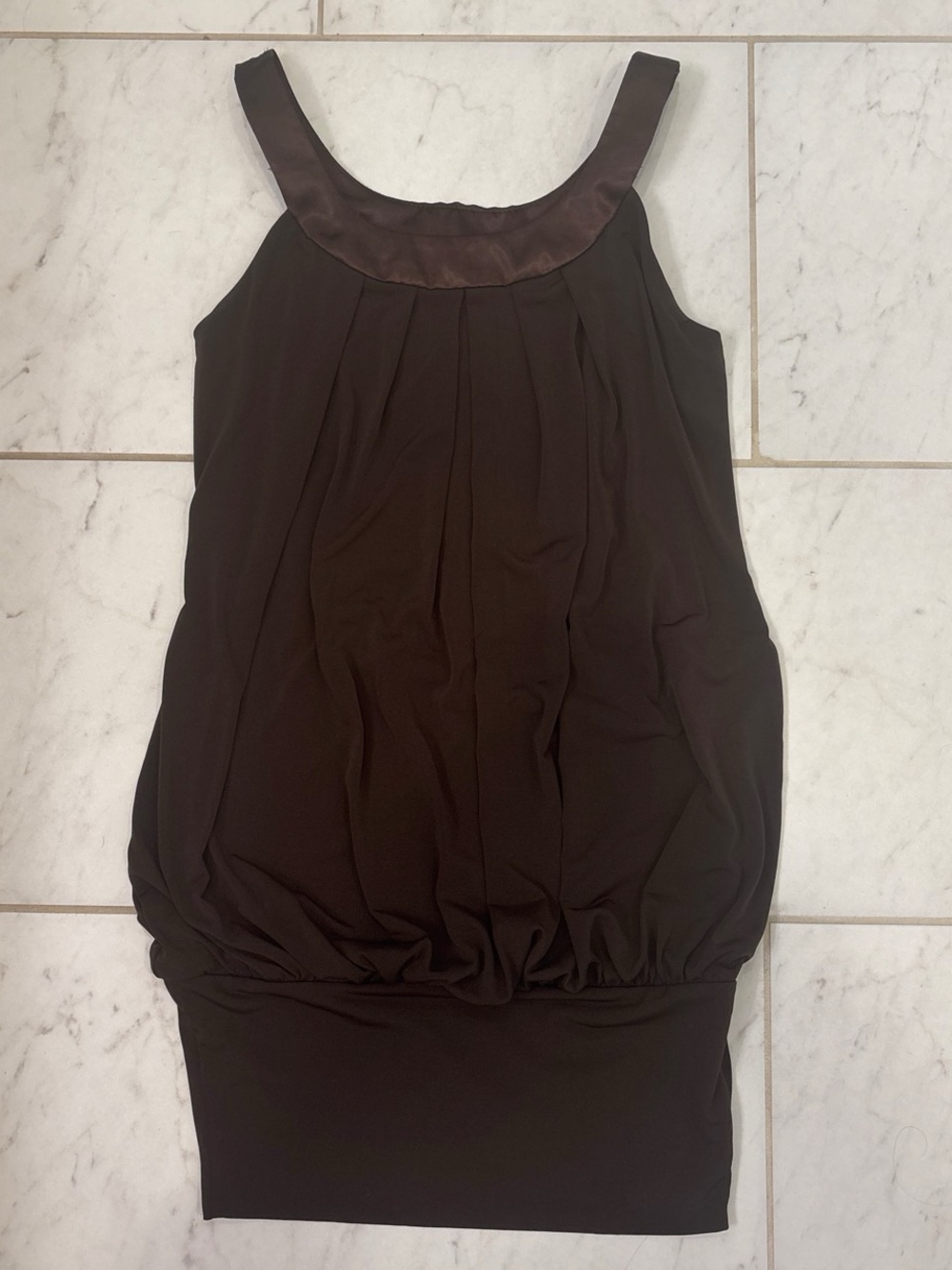 Studio Y Chocolate Brown Sleeveless Mini Bubble Hem Mini Dress